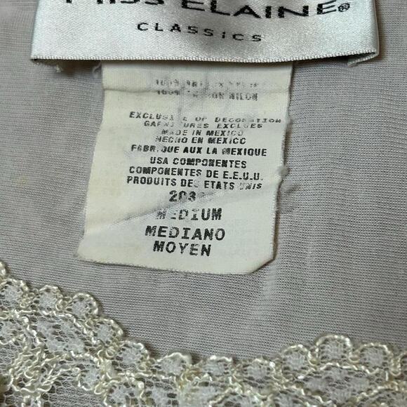 Vintage Miss Elaine Nightgown Medium Lace Ribbon Sheer Slip Soft Pink Grannycore - Picture 4 of 6